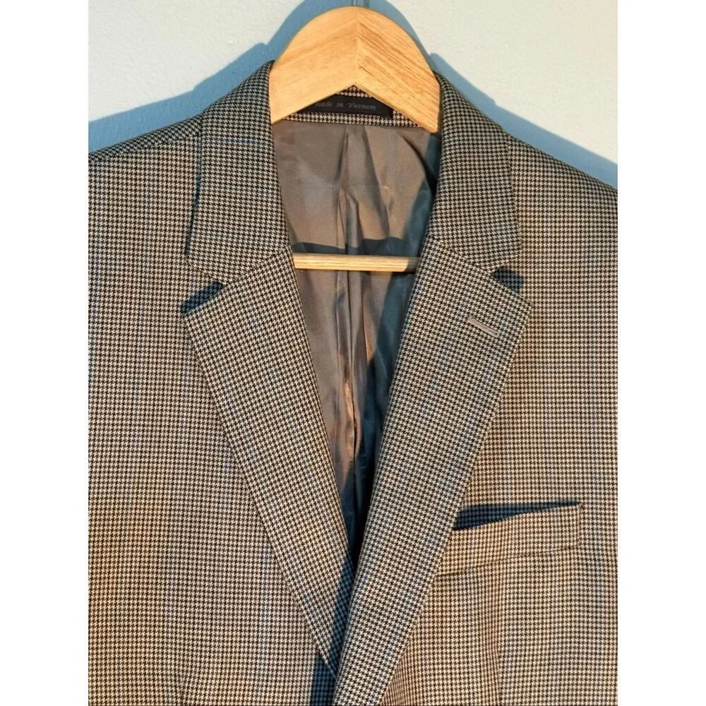 Ralph Lauren Blazer Sportscoat Brown Houndstooth Micro Plaid Academia Size 42R